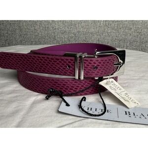 NWT WHITE HOUSE BLACK MARKET Fushia Purple Pink Snake Reversible Belt XS/S 35in
